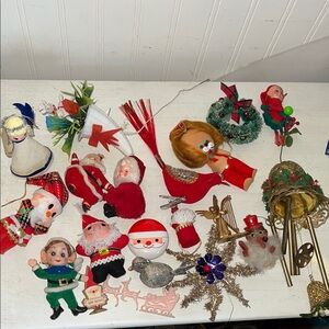 Lot MCM Vintage felt bird more Christmas ornaments & decorations